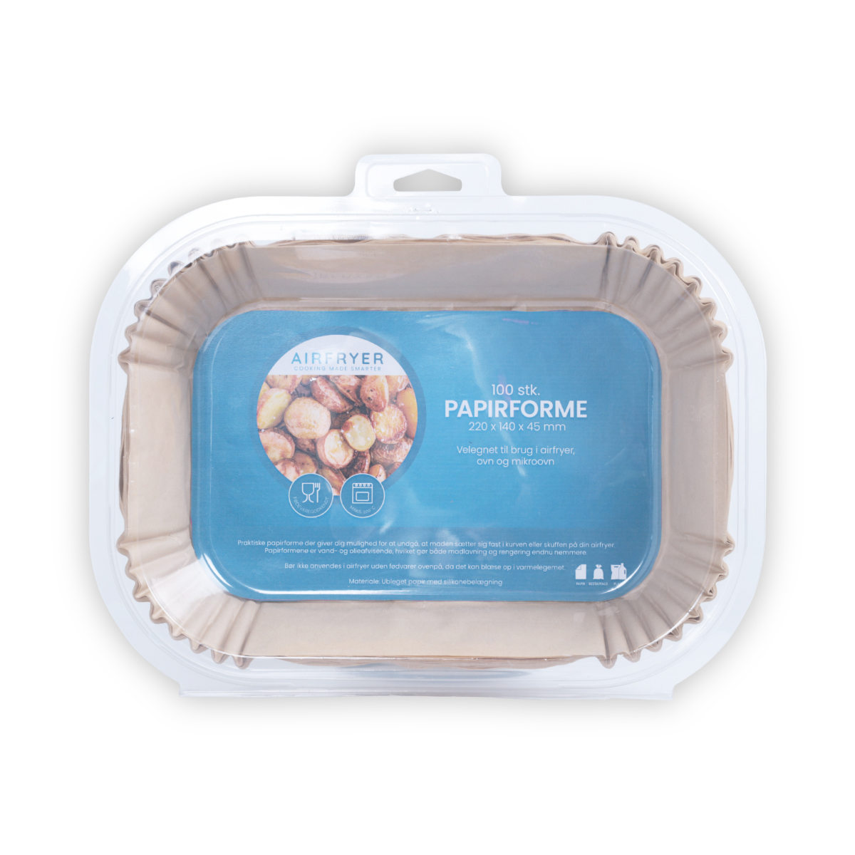 Billede af Airfryer Papirforme ubleget | Rektangulære | 100 stk
